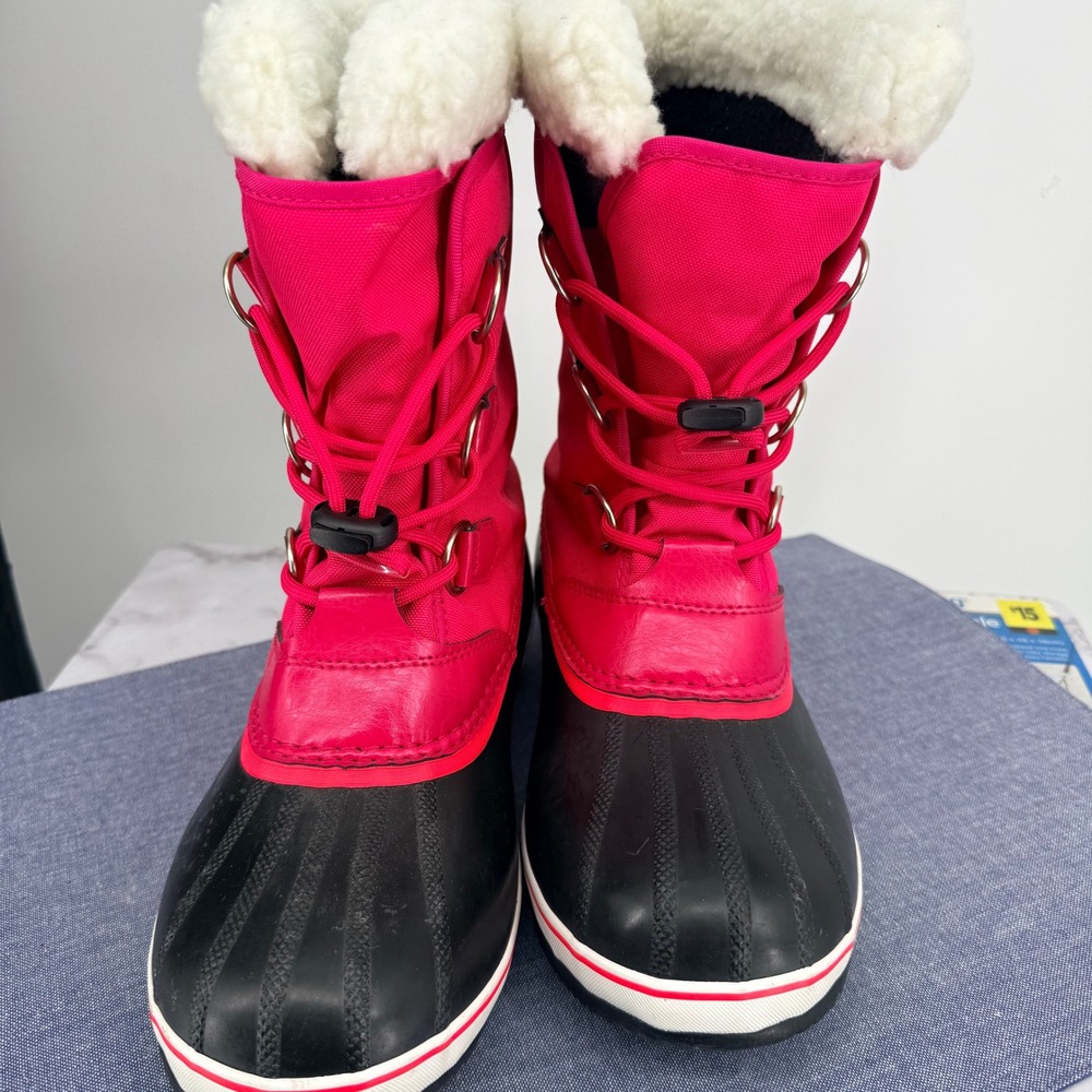 Sorel Yoot Pac Waterproof Winter Snow Boot Wmn 8.5 Youth 7 Rose Black NY1962-600 - Picture 8 of 9